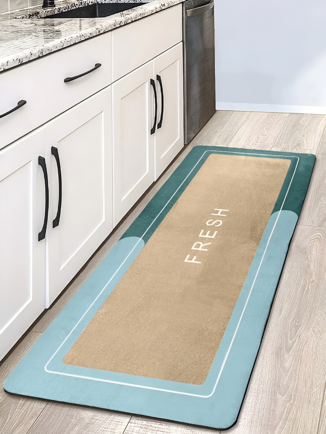 

Saral Home Green & Beige Printed Anti Skid Rectangle Floor Runner