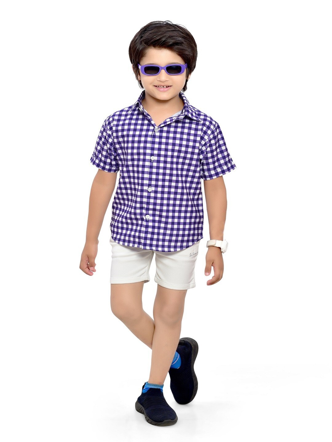 

BAESD Boys Checked Cotton Comfort Shirt, Blue