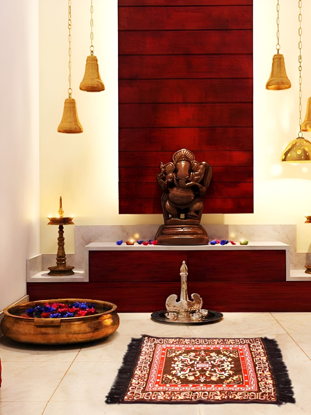 

RRC Coffee Brown & Red 2 Pcs Printed Velvet Pooja Asan Mat