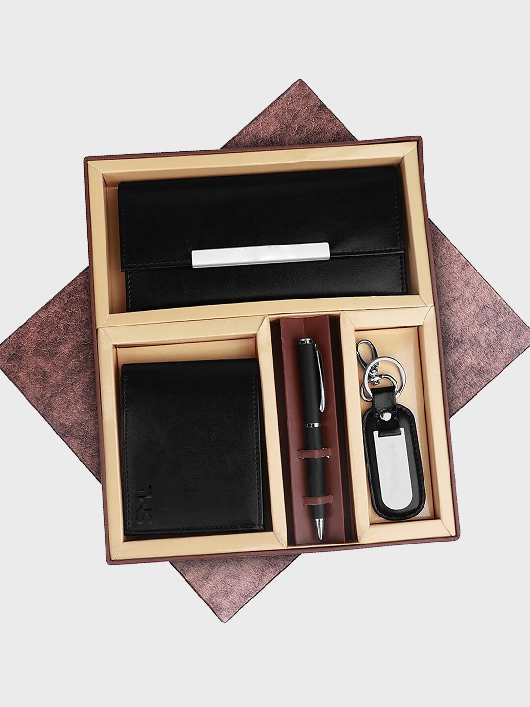 

The Wallet Store Unisex Leather Accessory Gift Set, Black