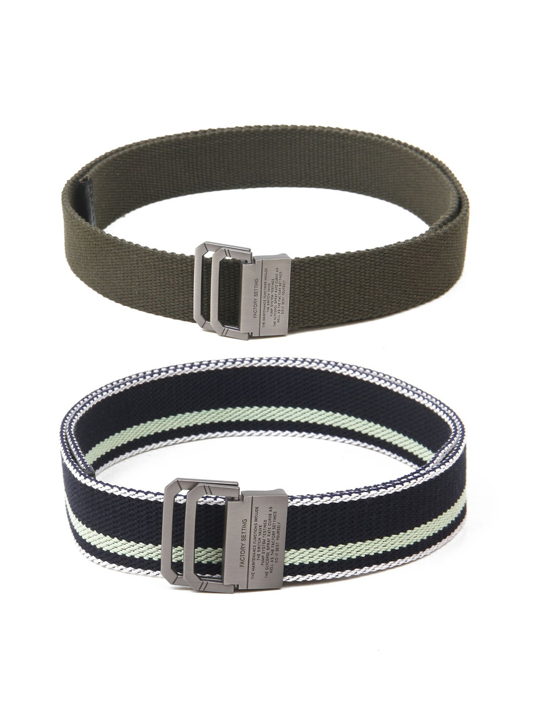 

Calvadoss Boys Set Of 2 Textured Canvas Belts, Green