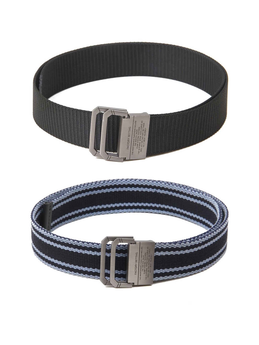 

Calvadoss Boys Set Of 2 Textured Canvas Belts, Black