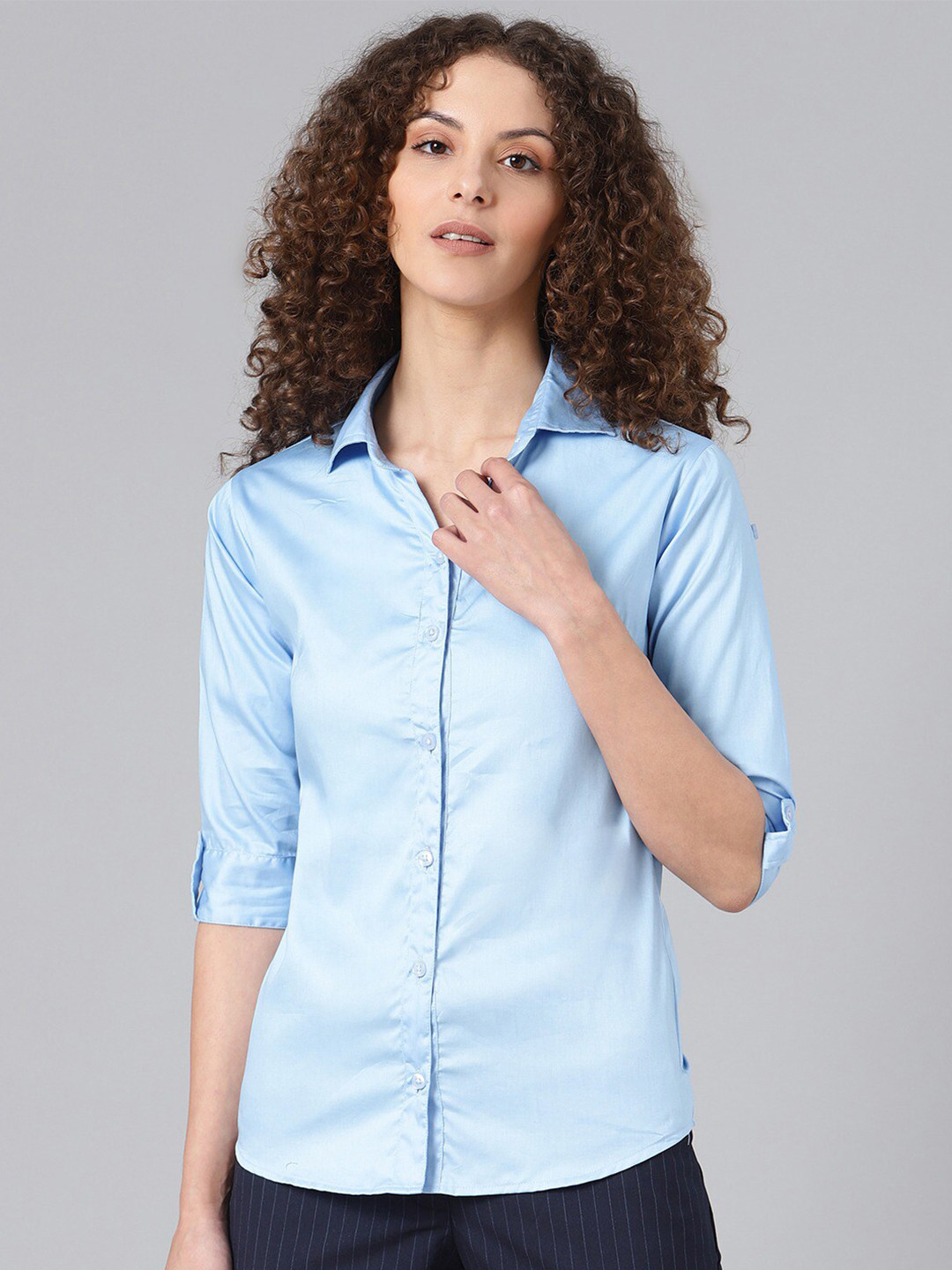 

Shaftesbury London Smart Slim Fit Spread Collar Cotton Formal Shirt, Blue