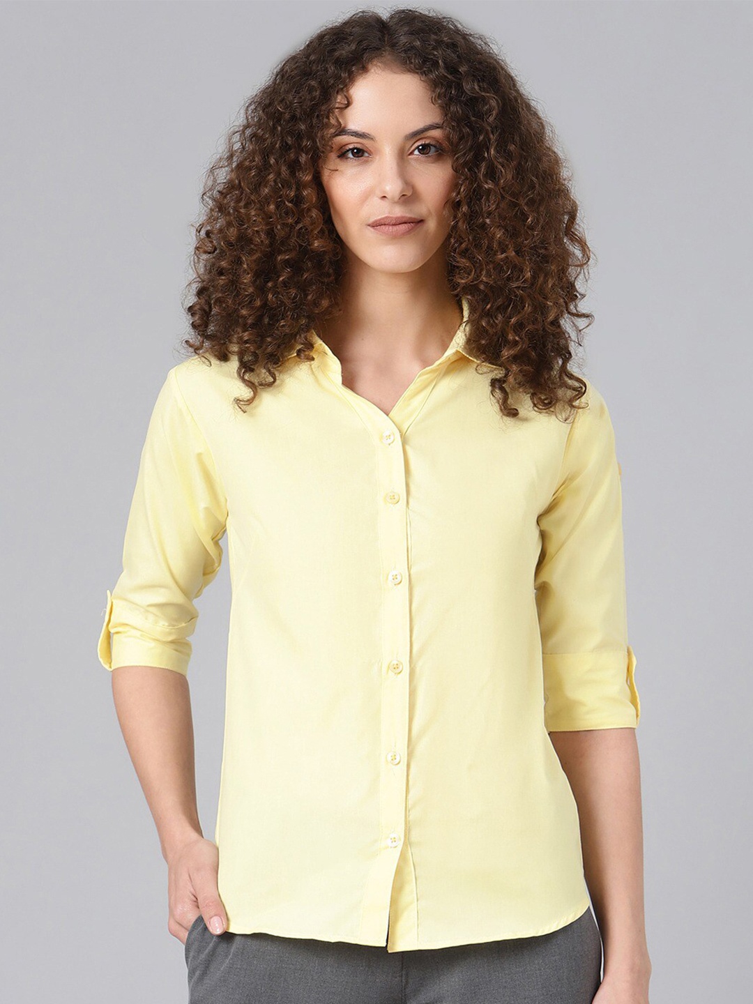 

Shaftesbury London Smart Slim Fit Roll Up Sleeves Cotton Casual Shirt, Yellow