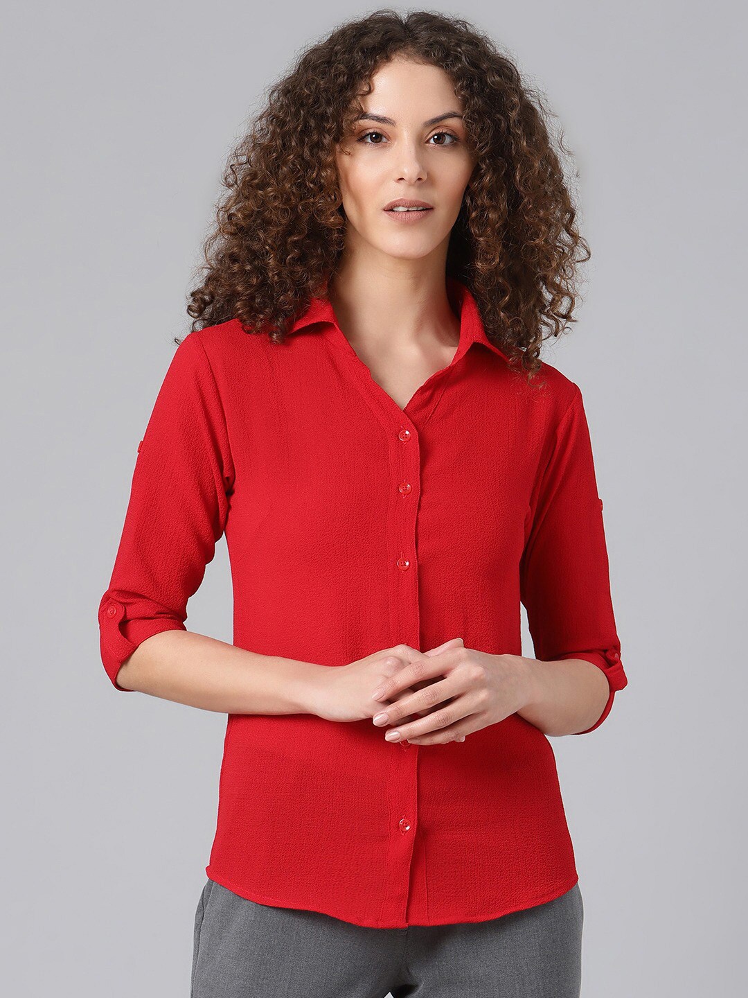 

Shaftesbury London Smart Slim Fit Spread Collar Cotton formal Shirt, Red