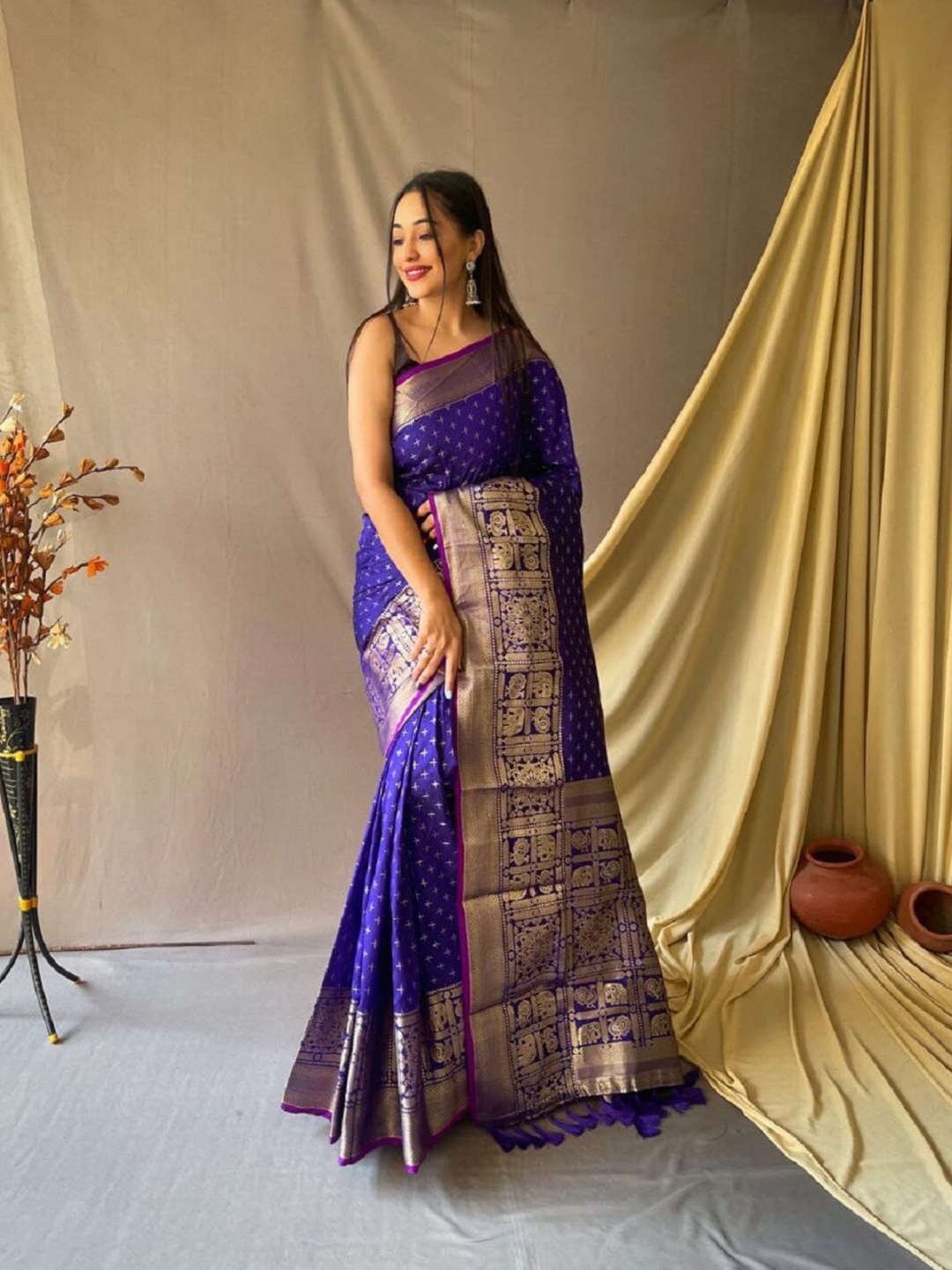

Mitera Woven Design Banarasi Zari Saree, Blue