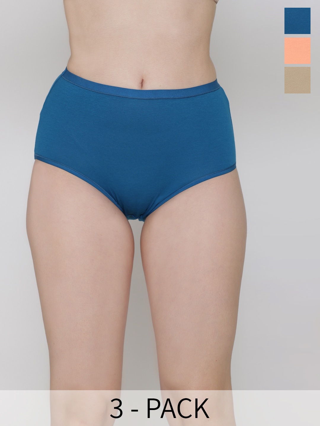 

B'ZAR Pack Of 3 High-Rise Hipster Briefs, Peach