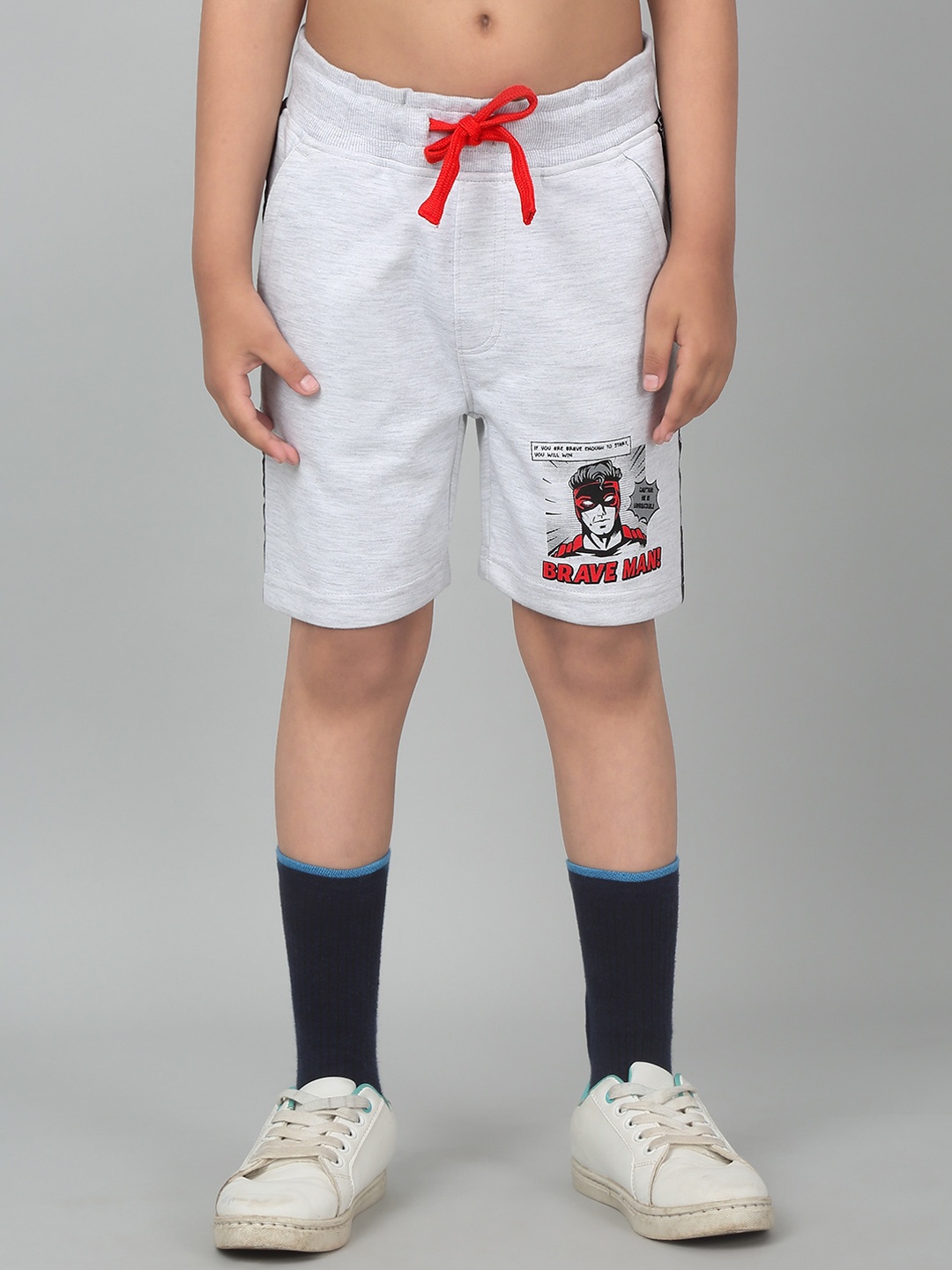 

Cantabil Boys Graphic Printed Shorts, Grey melange