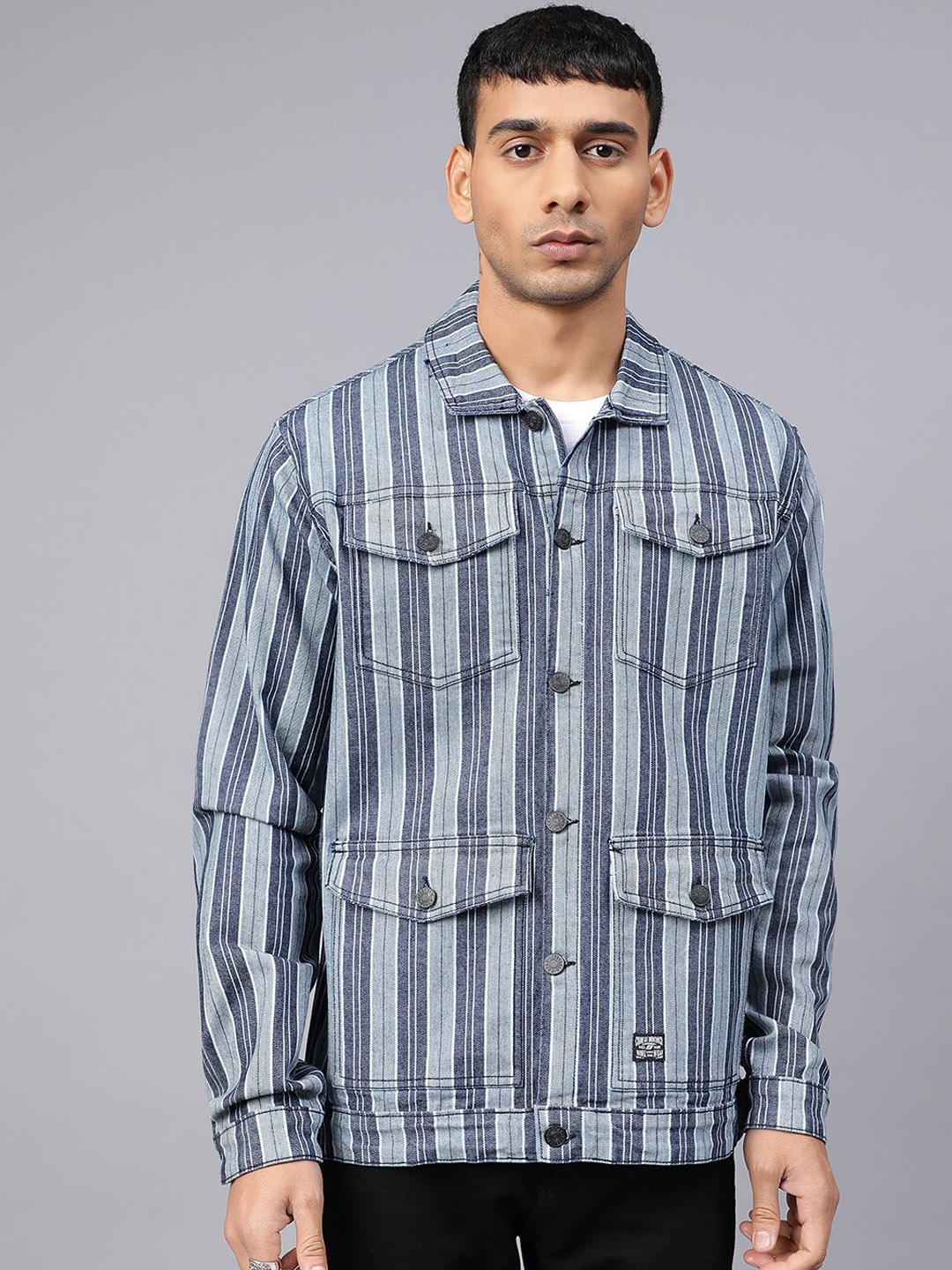 

Code 61 Striped Tailored Jacket, Blue