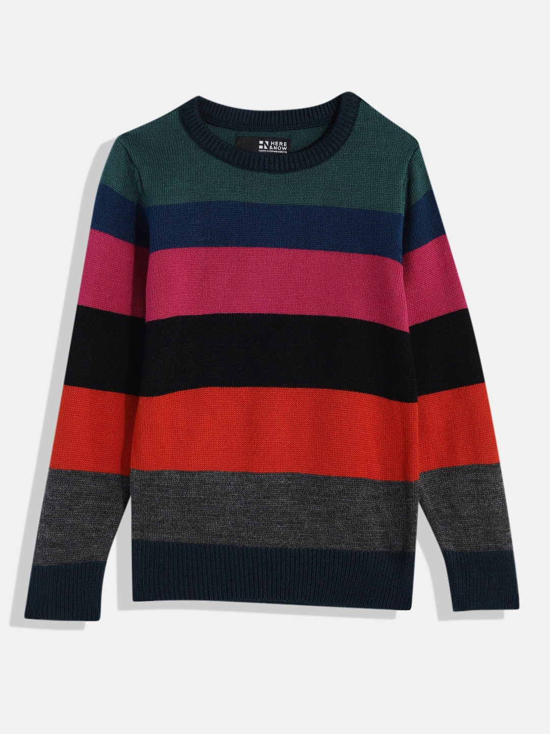 

HERE&NOW Boys Colourblocked Pullover Sweater, Multi