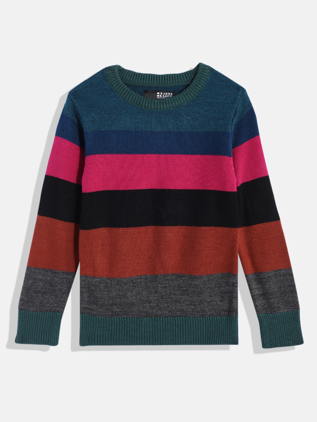 

HERE&NOW Boys Colourblocked Pullover Sweater, Multi
