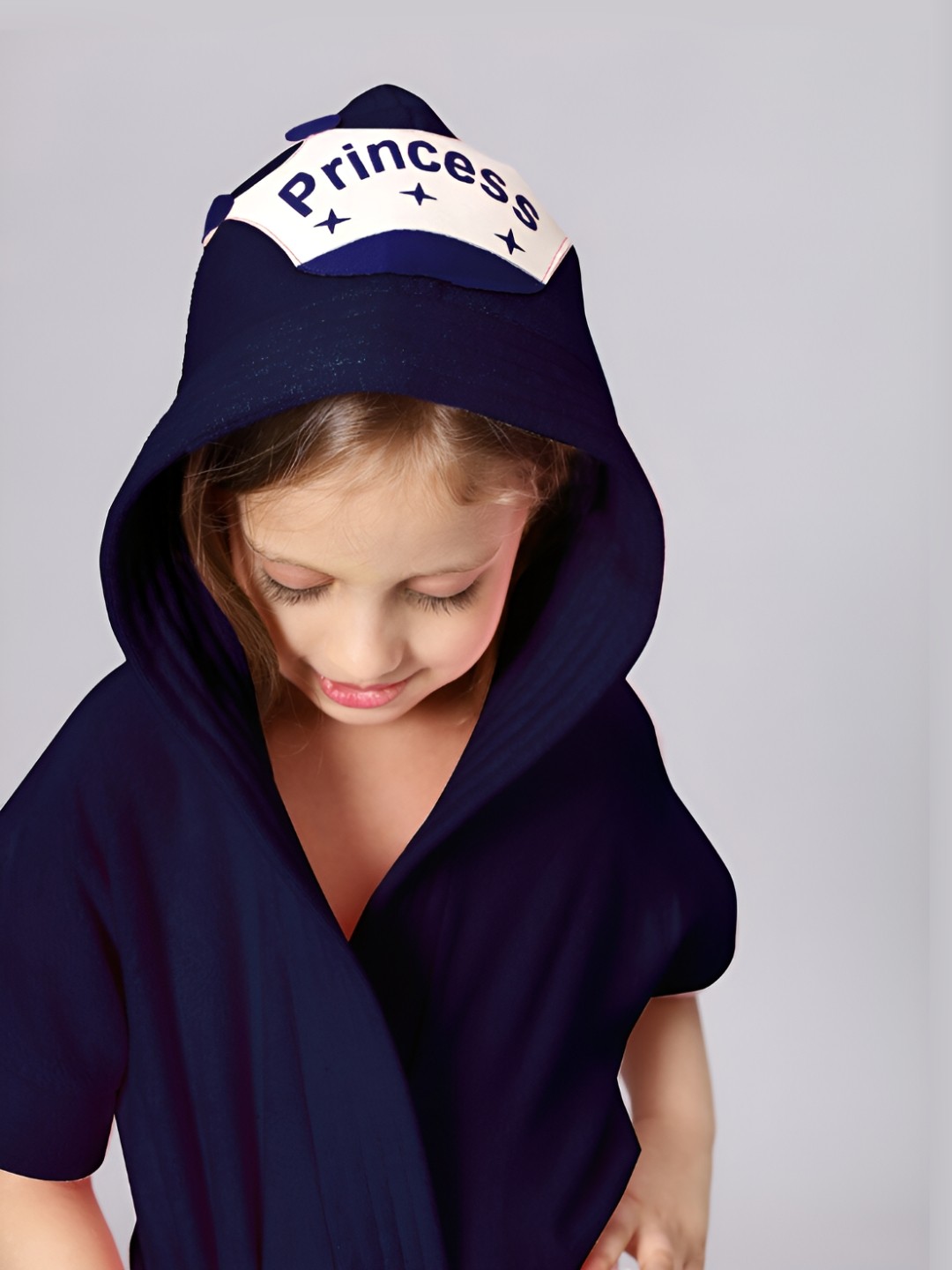 

LacyLook Girls Hooded Micro Terry Bath Robe, Navy blue