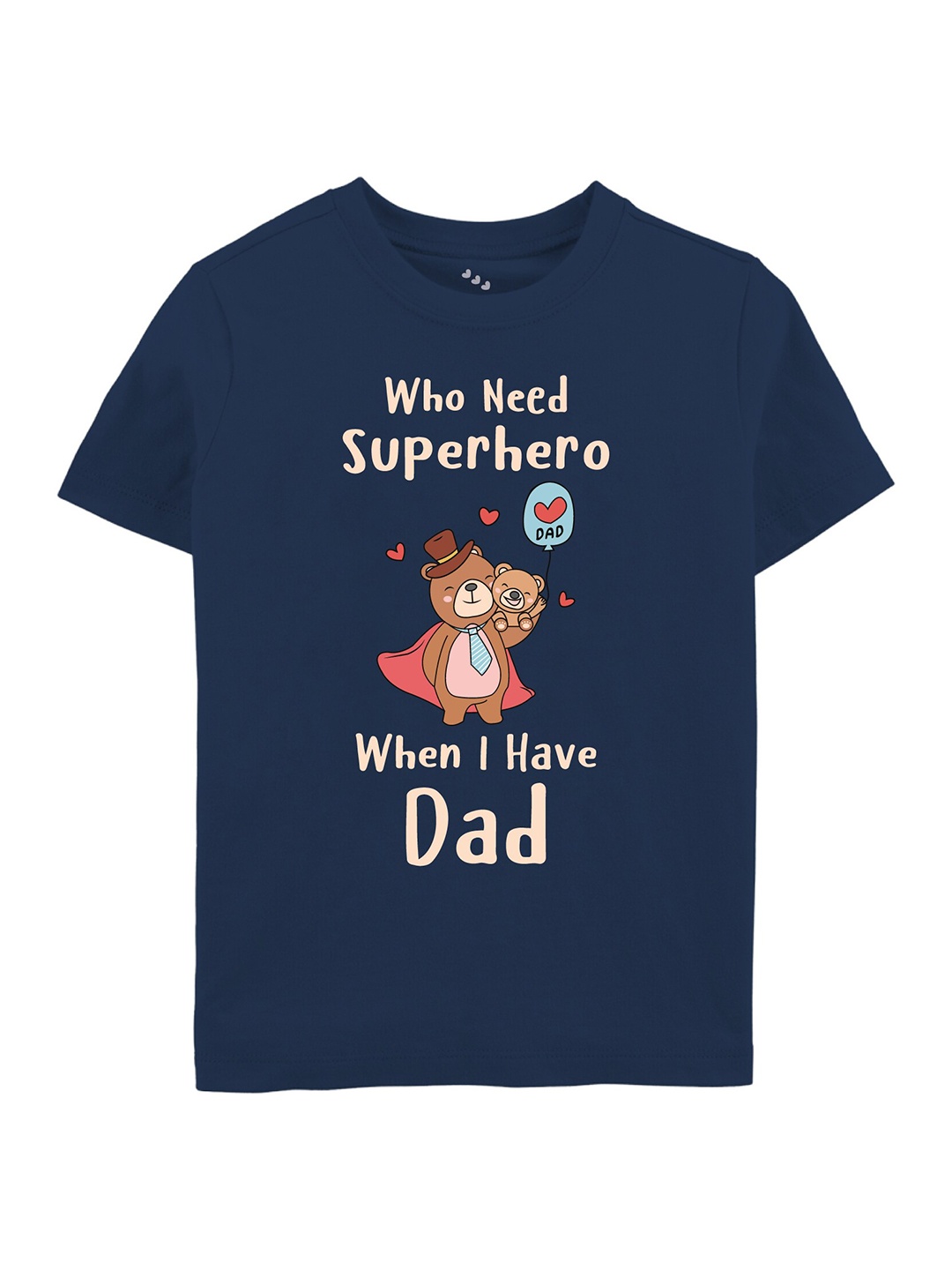 

Zeezeezoo Kids Typography Printed Cotton T-shirt, Navy blue