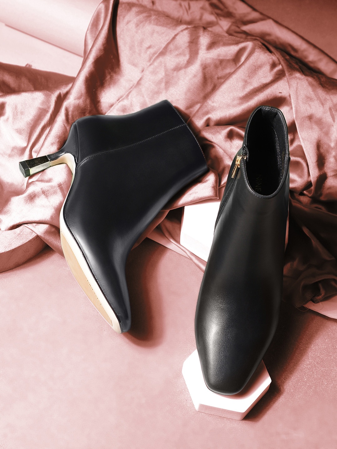 

Nine West Pointed Toe Square-Toe Stiletto-Heeled Boots, Black