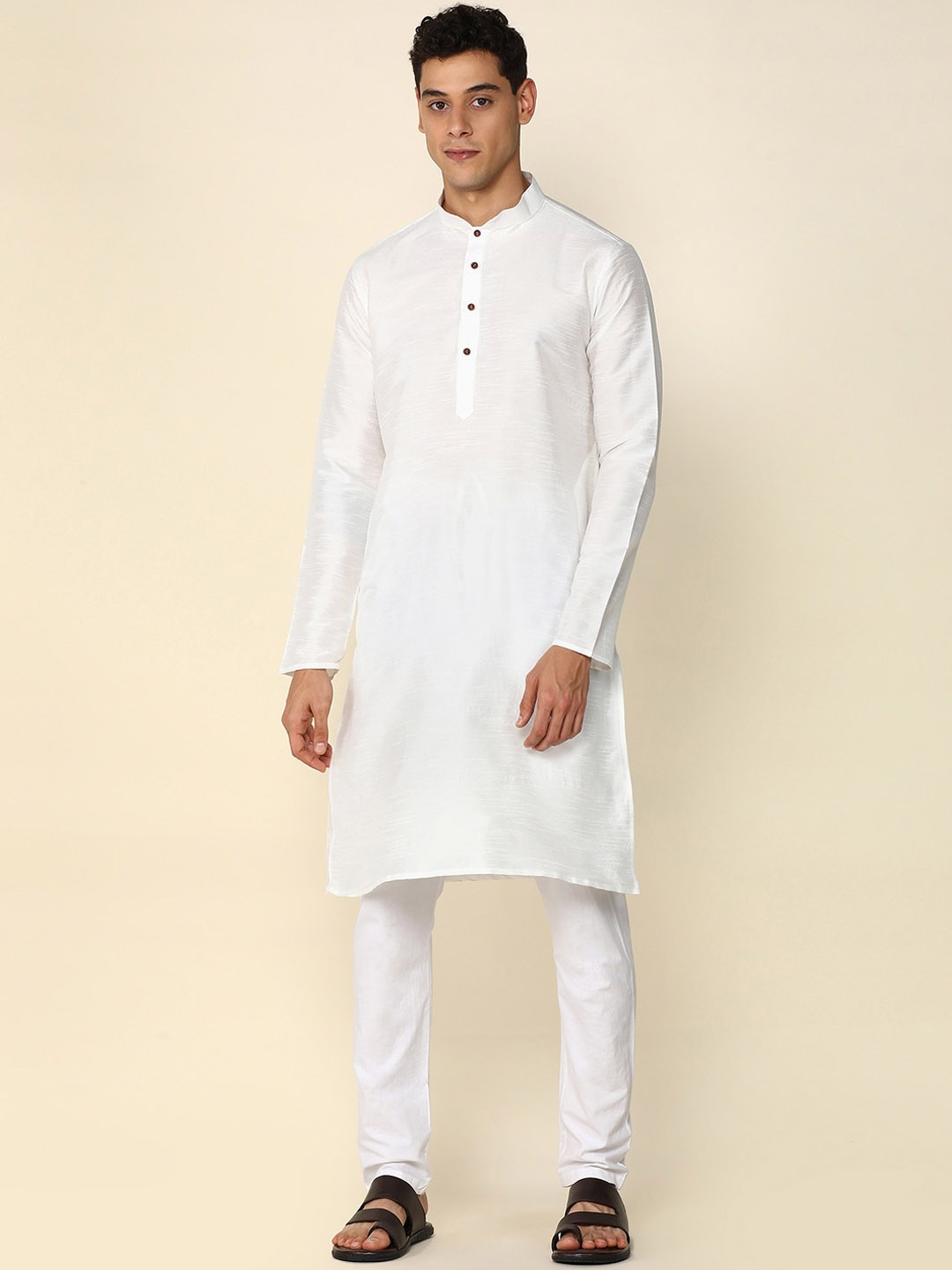 

Anouk Chikankari Art Silk Mandarin Collar Straight Kurta, White