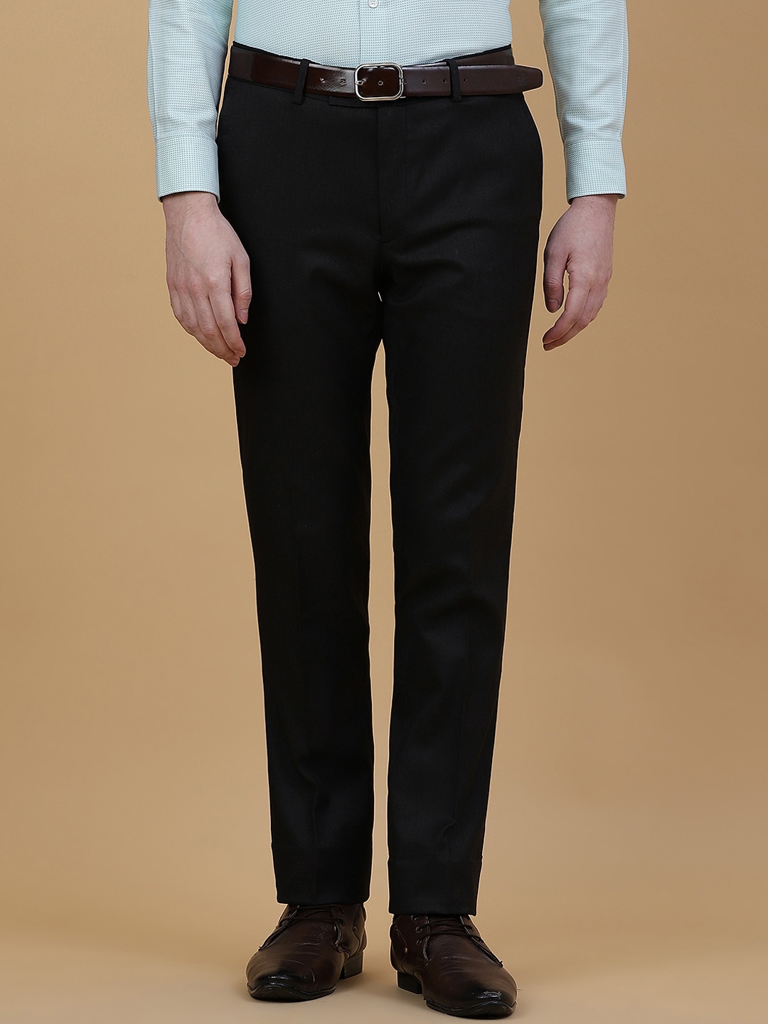 

Greenfibre Men Slim Fit Formal Trousers, Black