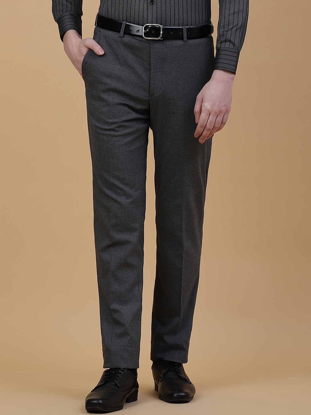 

Greenfibre Men Slim Fit Formal Trousers, Grey