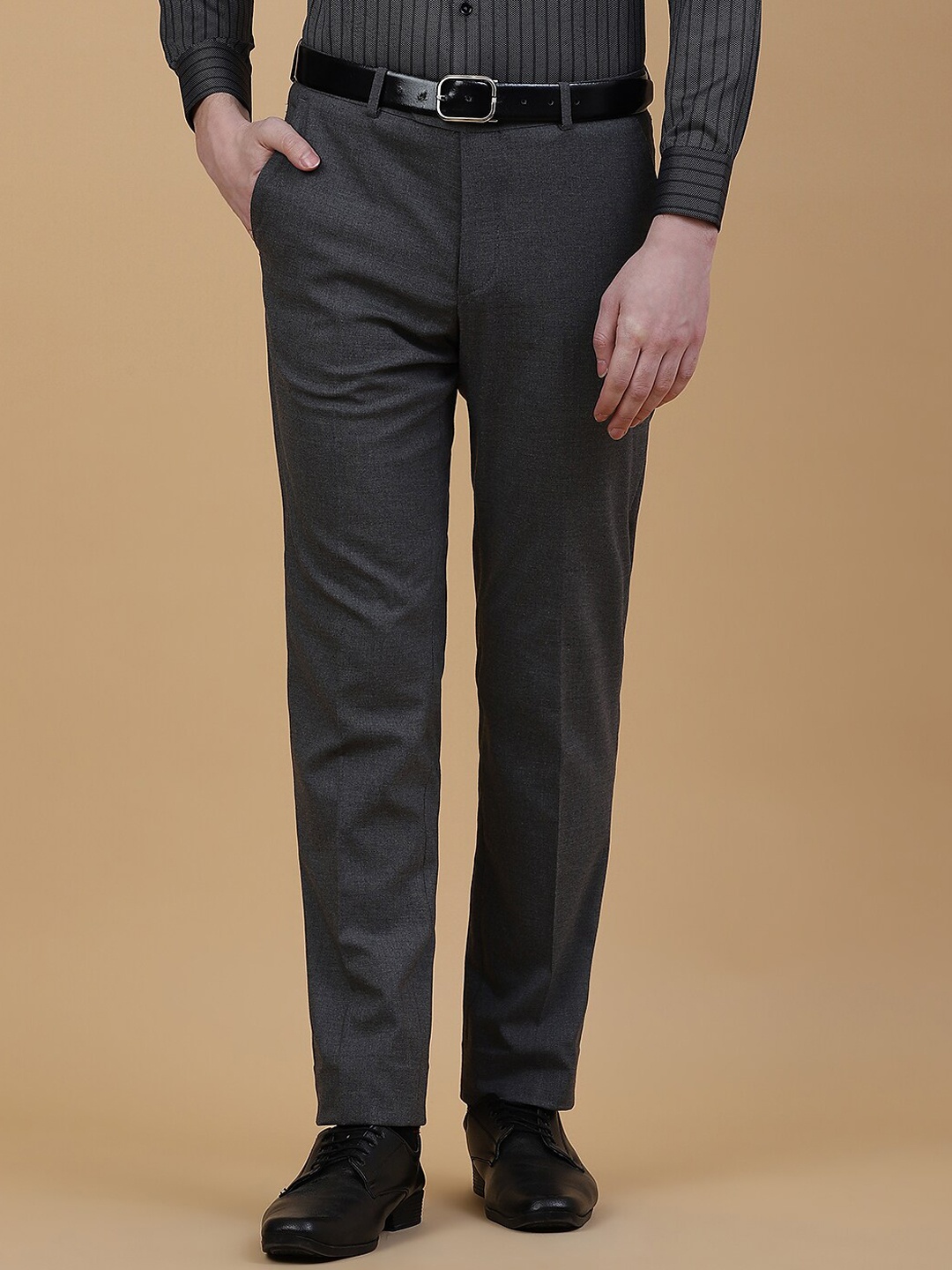 

Greenfibre Men Slim Fit Formal Trousers, Grey