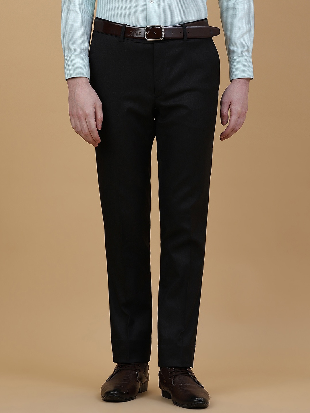 

Greenfibre Men Slim Fit Formal Trousers, Black