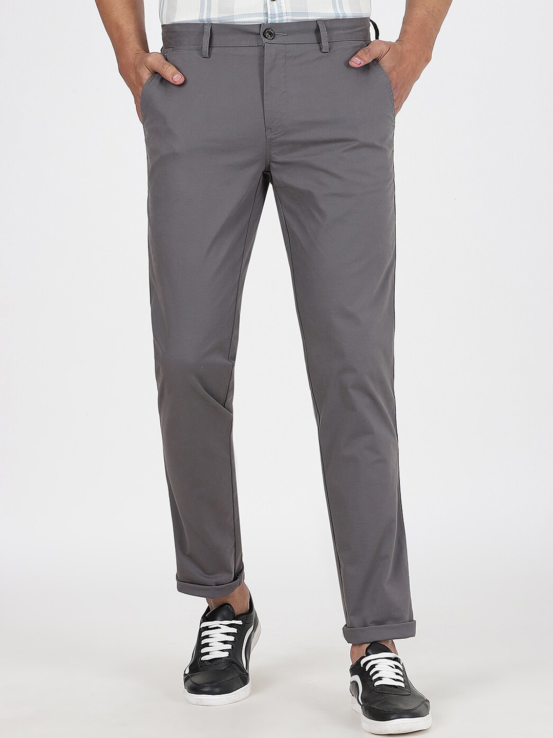 

JADE BLUE Men Slim Fit Cotton Trouser, Grey