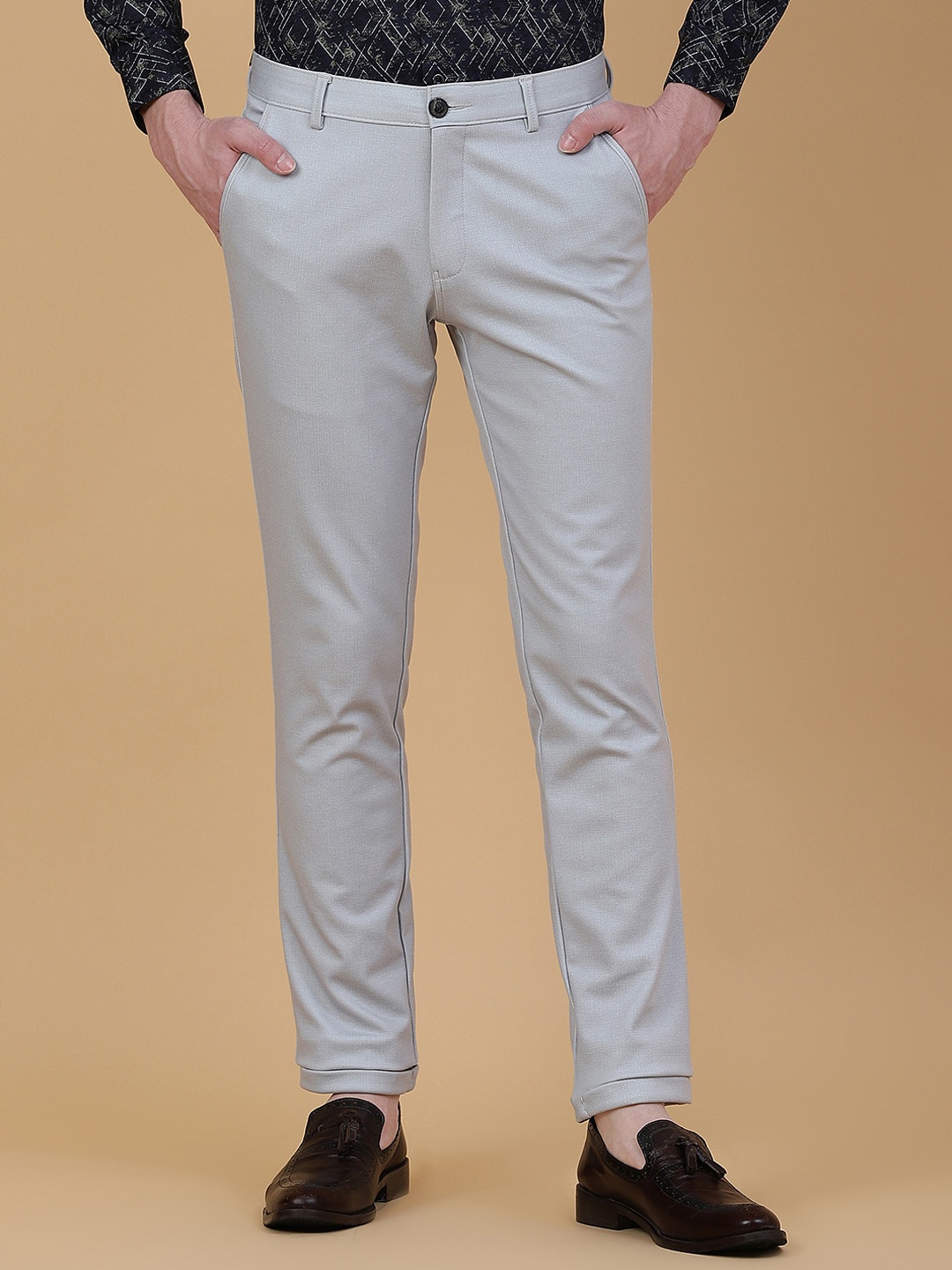 

JB STUDIO Men Mid Rise Slim Fit Trousers, Grey