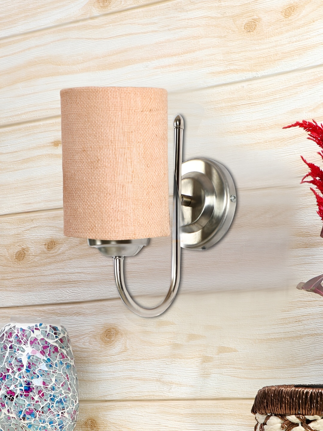 

Devansh Beige Textured Traditional Cylinder Shaped Wall Lamp