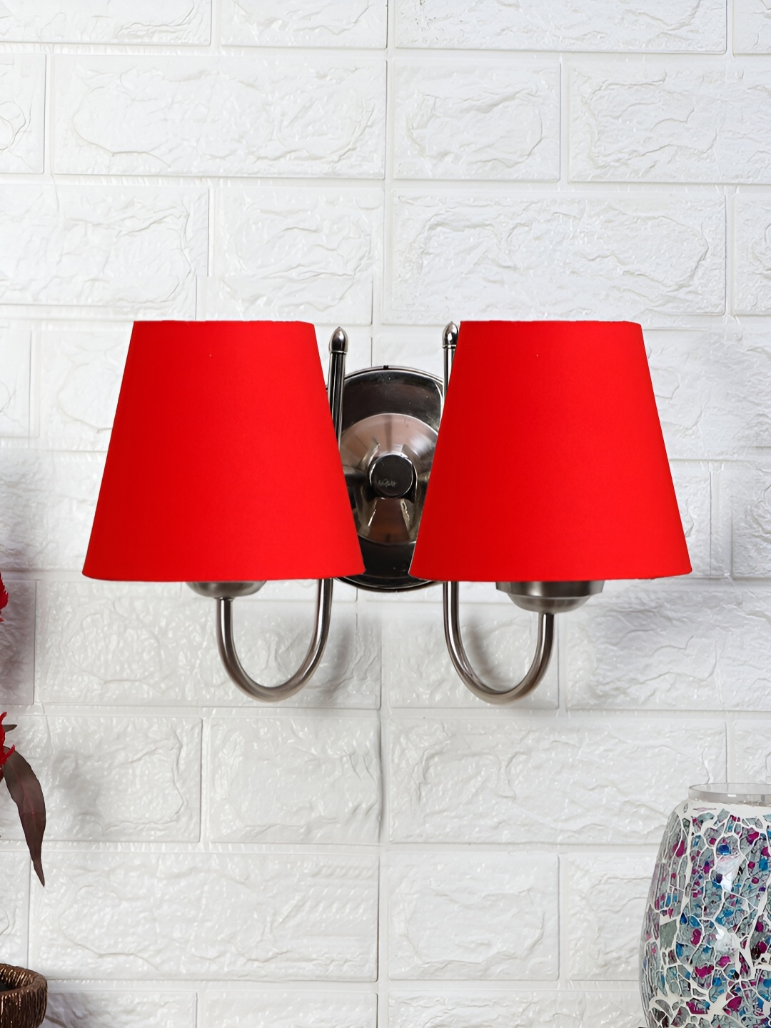 

Devansh Red Traditional Frustum Shaped Wall Lamp