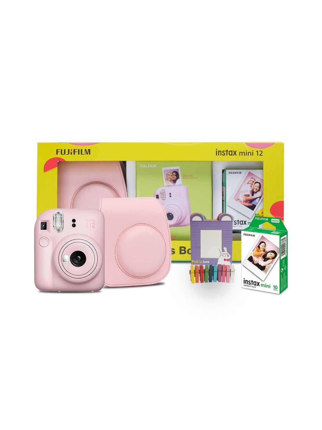 

FUJIFILM Instax Mini 12 Happiness Box With 40 Shots Camera, Pink