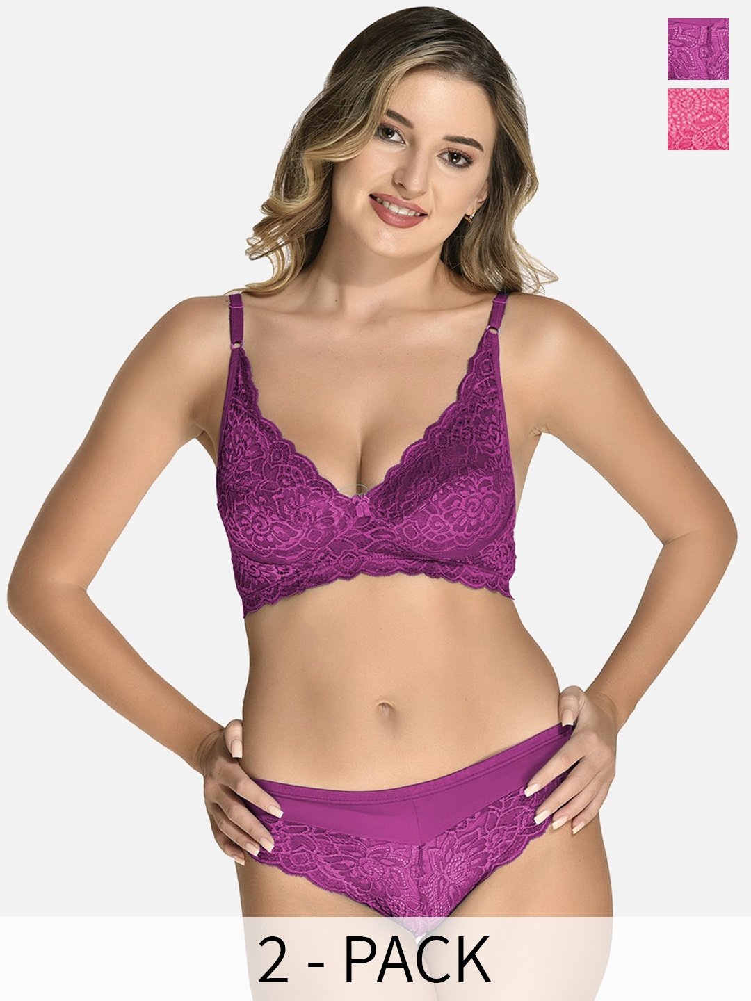 

StyFun Pack Of 2 Non-Padded Lingerie Set, Purple