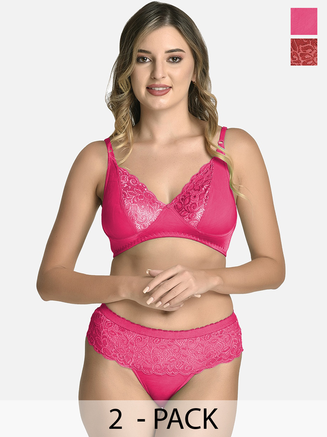

StyFun Pack of 2 Non Padded Lingerie Set, Maroon