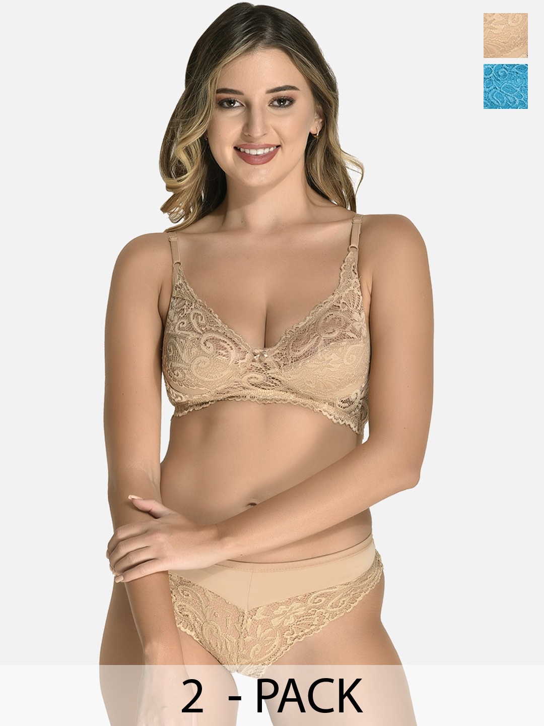 

StyFun Pack Of 2 Non-Padded Lingerie Set, Beige