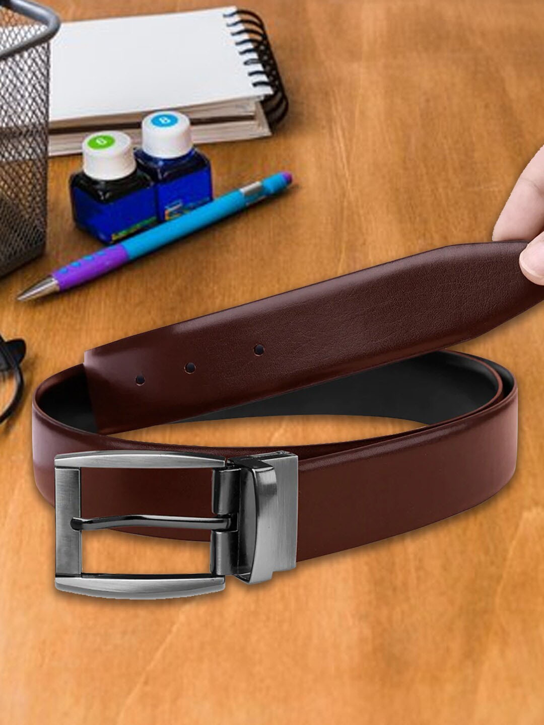 

The Wallet Store Men Leather Reversible Formal Belt, Brown