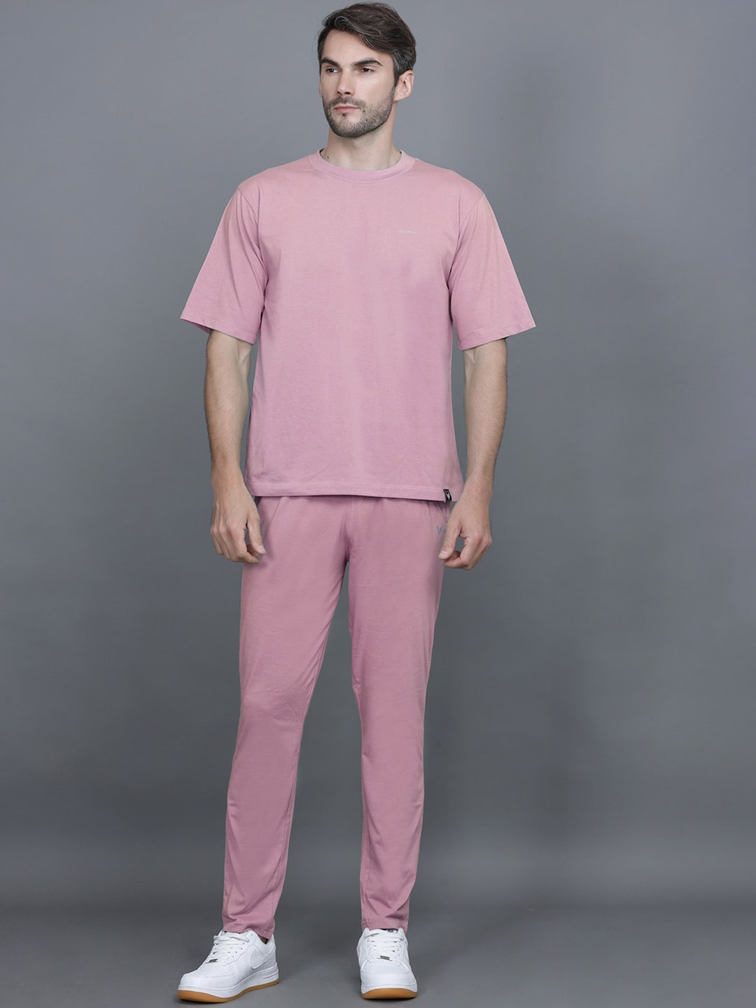 

GODFREY Cotton Oversized Fit T-shirt With Trousers, Mauve