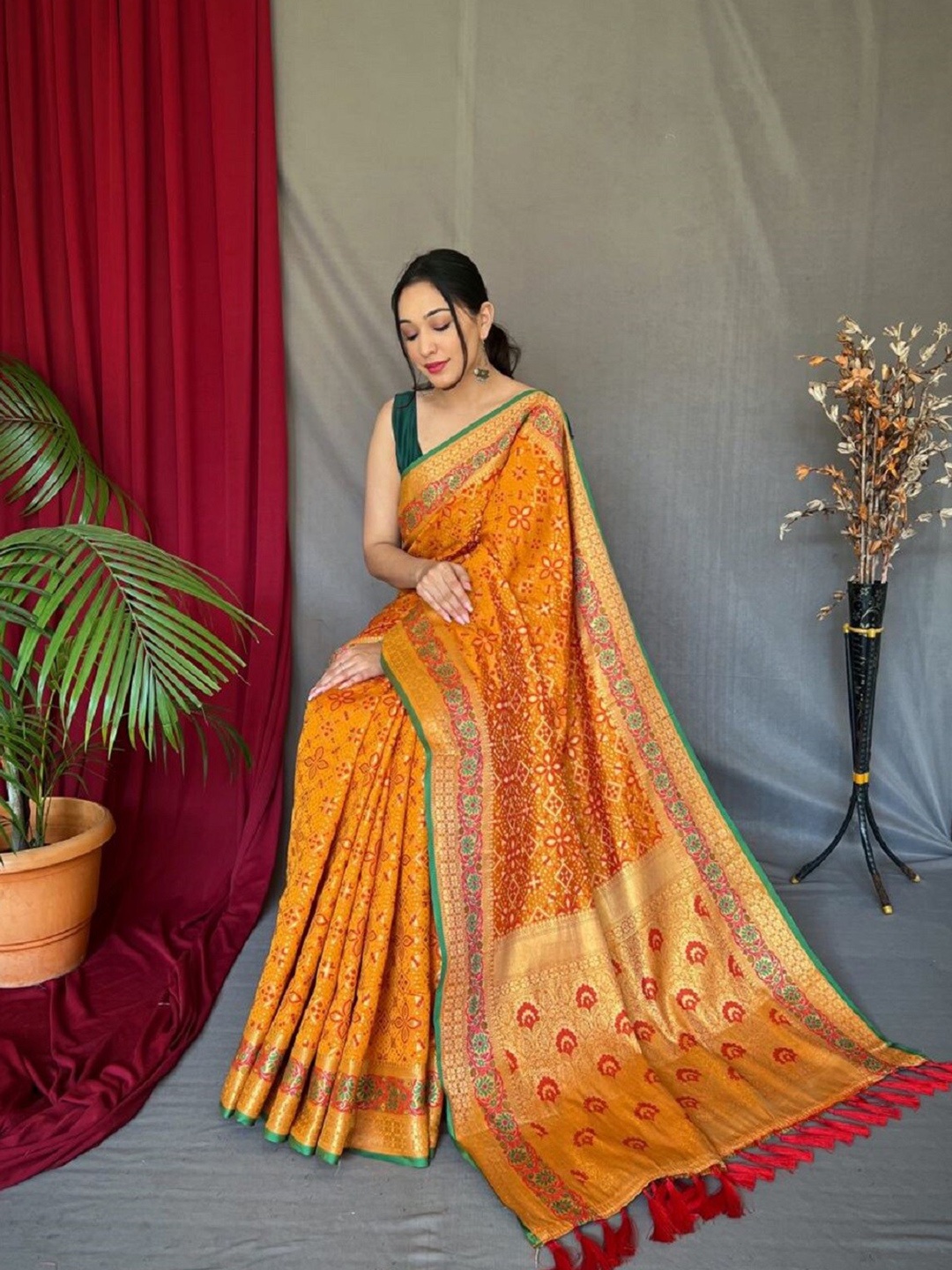 

Mitera Woven Design Patola Zari Saree, Mustard