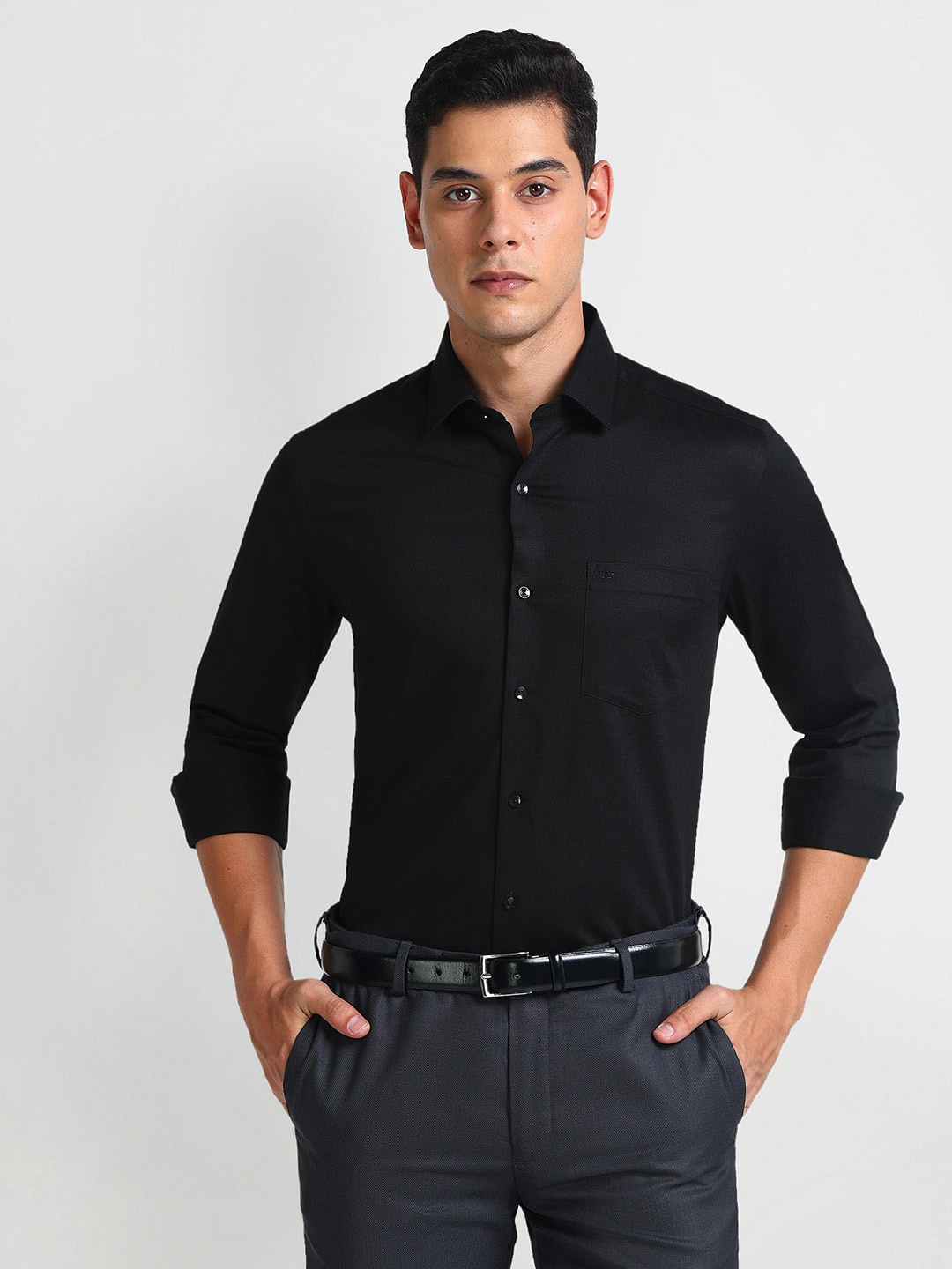 

Arrow Slim Fit Opaque Formal Shirt, Black
