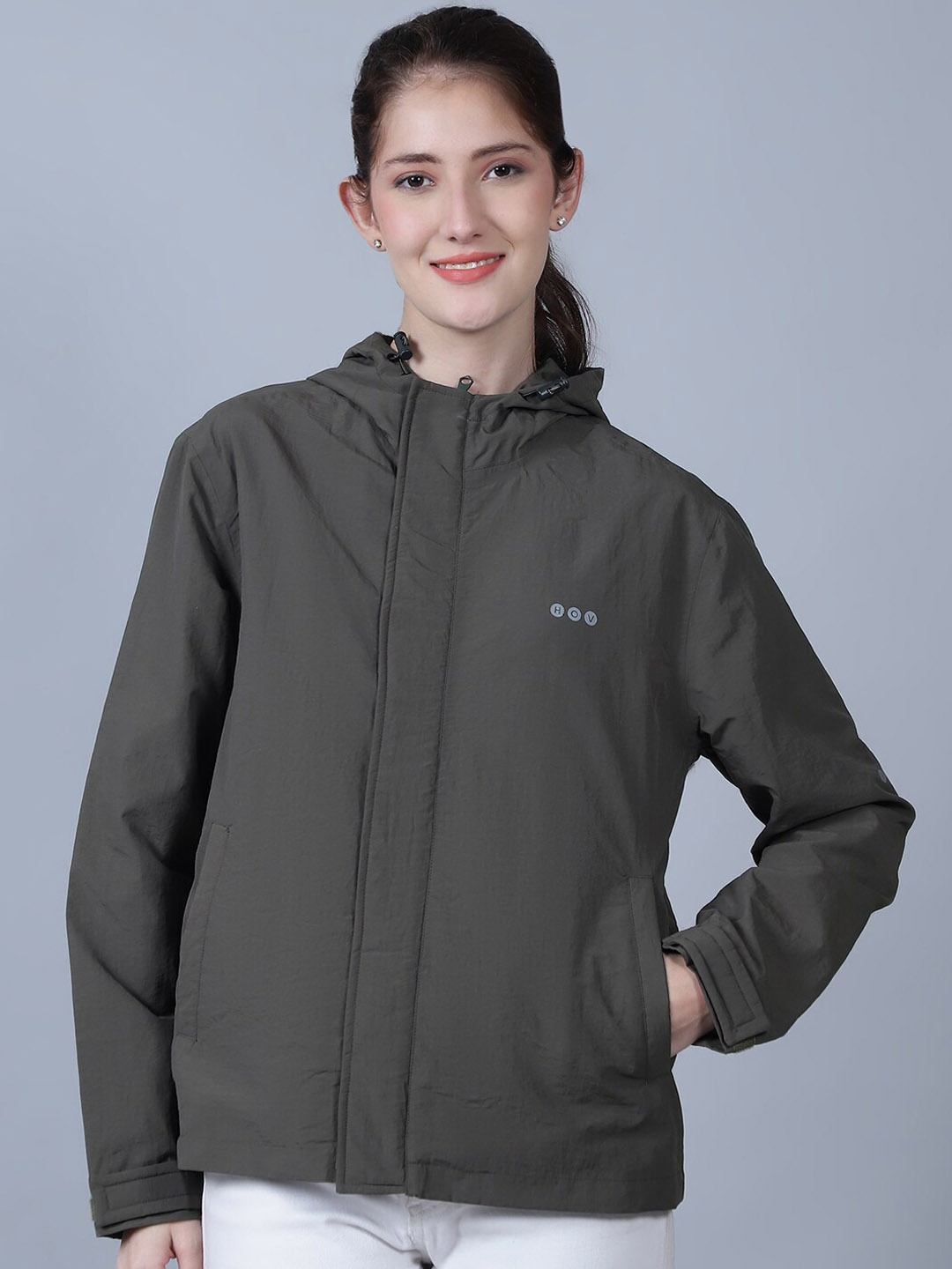 

HOUSE OF VEDAS Waterproof Hooded Rain Jacket, Olive
