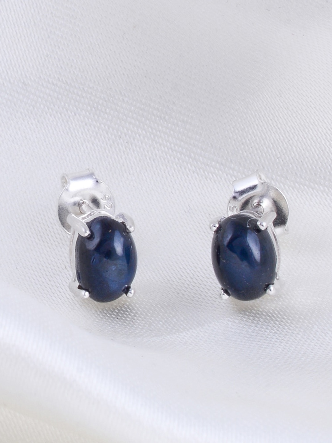 

HIFLYER JEWELS 925 Sterling Silver Stones Studded Oval Studs Earrings