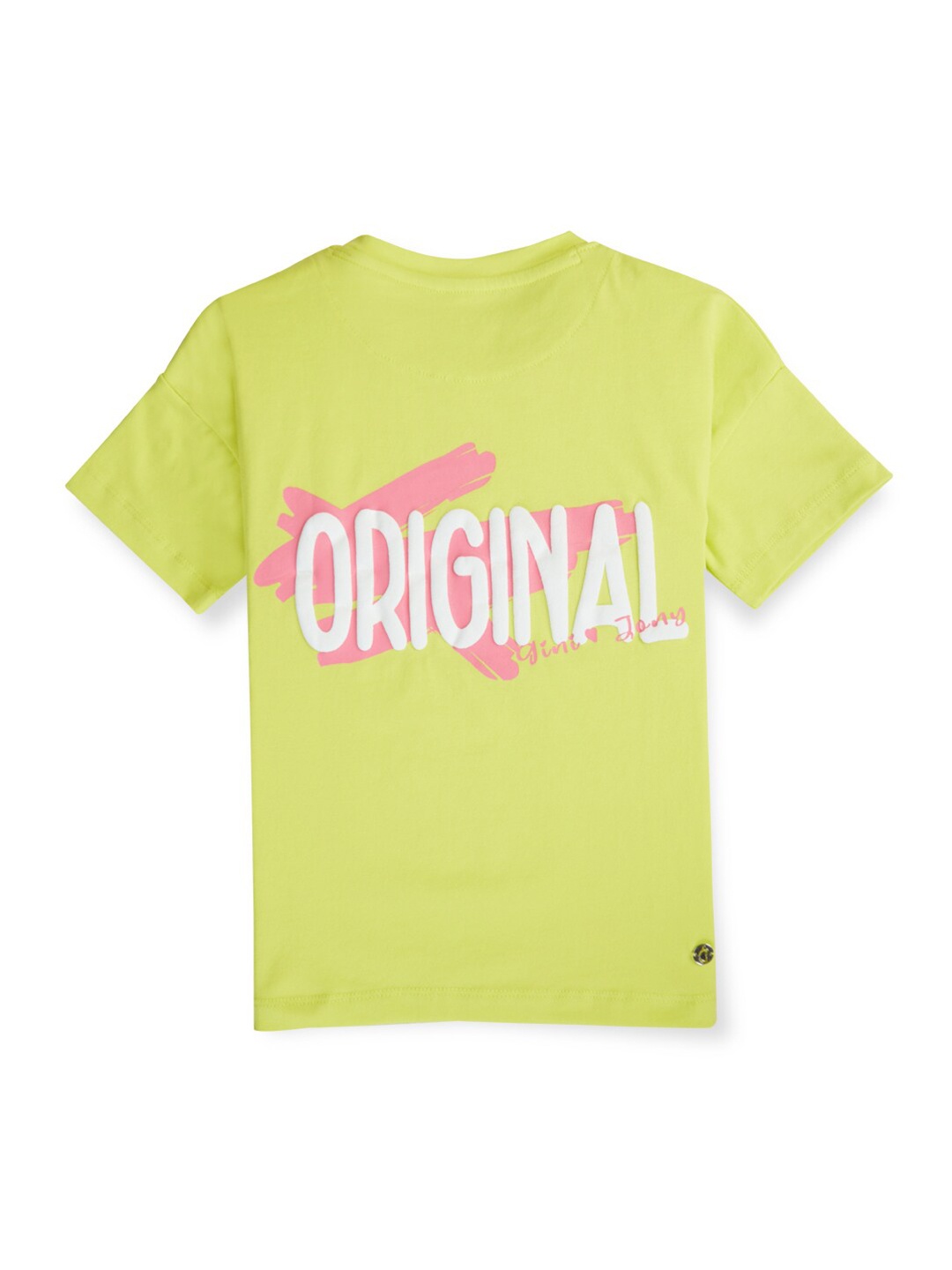 

Gini and Jony Girls Typography Printed T-shirt, Lime green