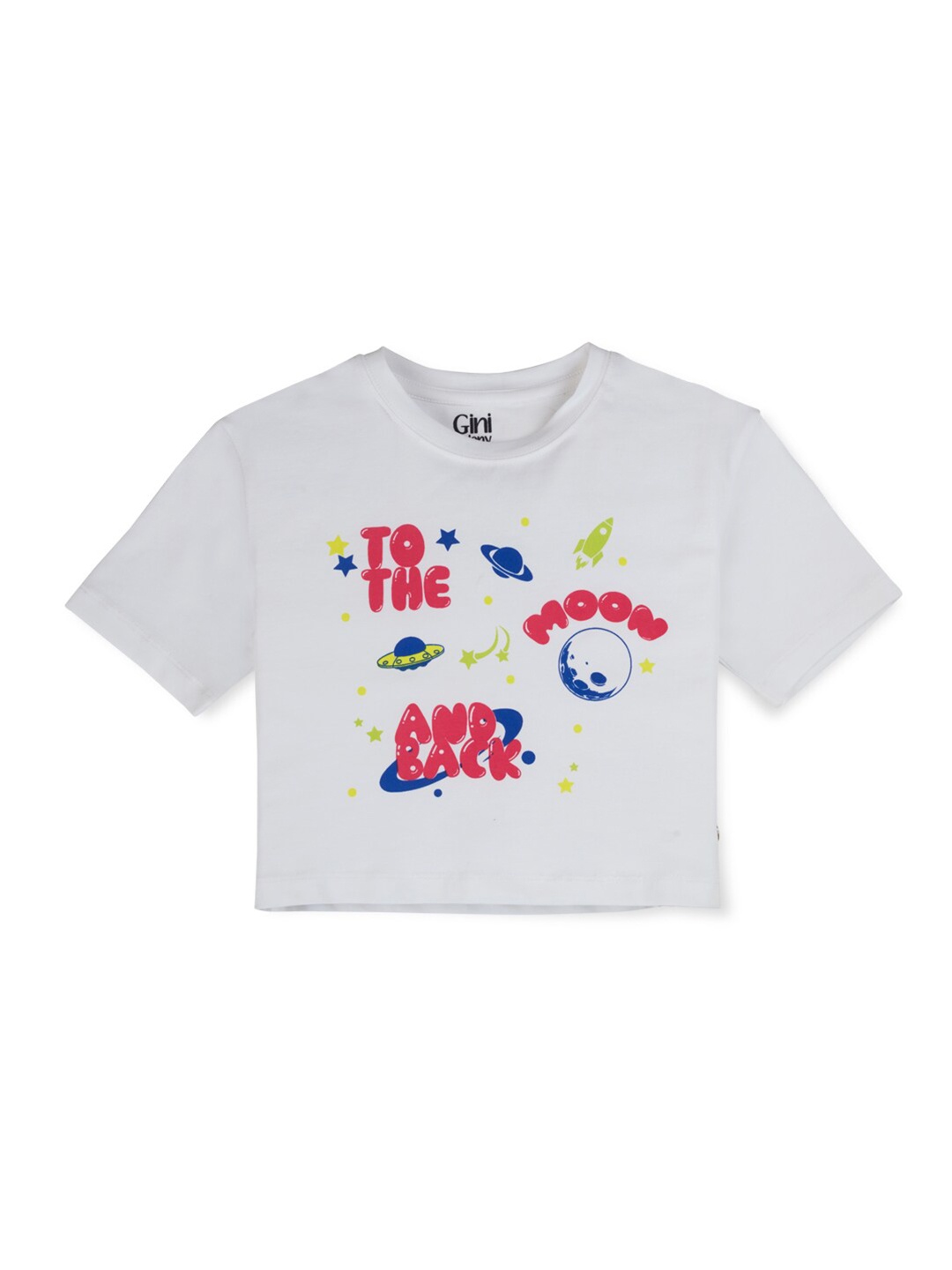 

Gini and Jony Girls Typography Printed Cotton T-shirt, White