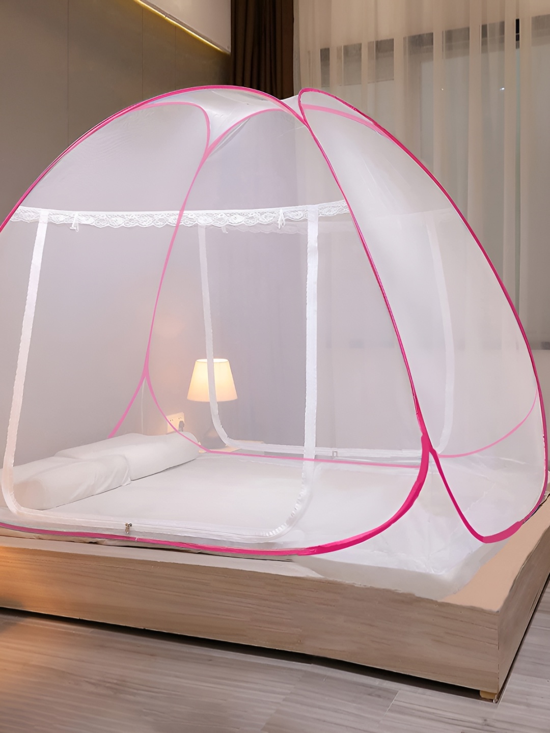 

Pamworld White & Pink King Size Tent Mosquito Net