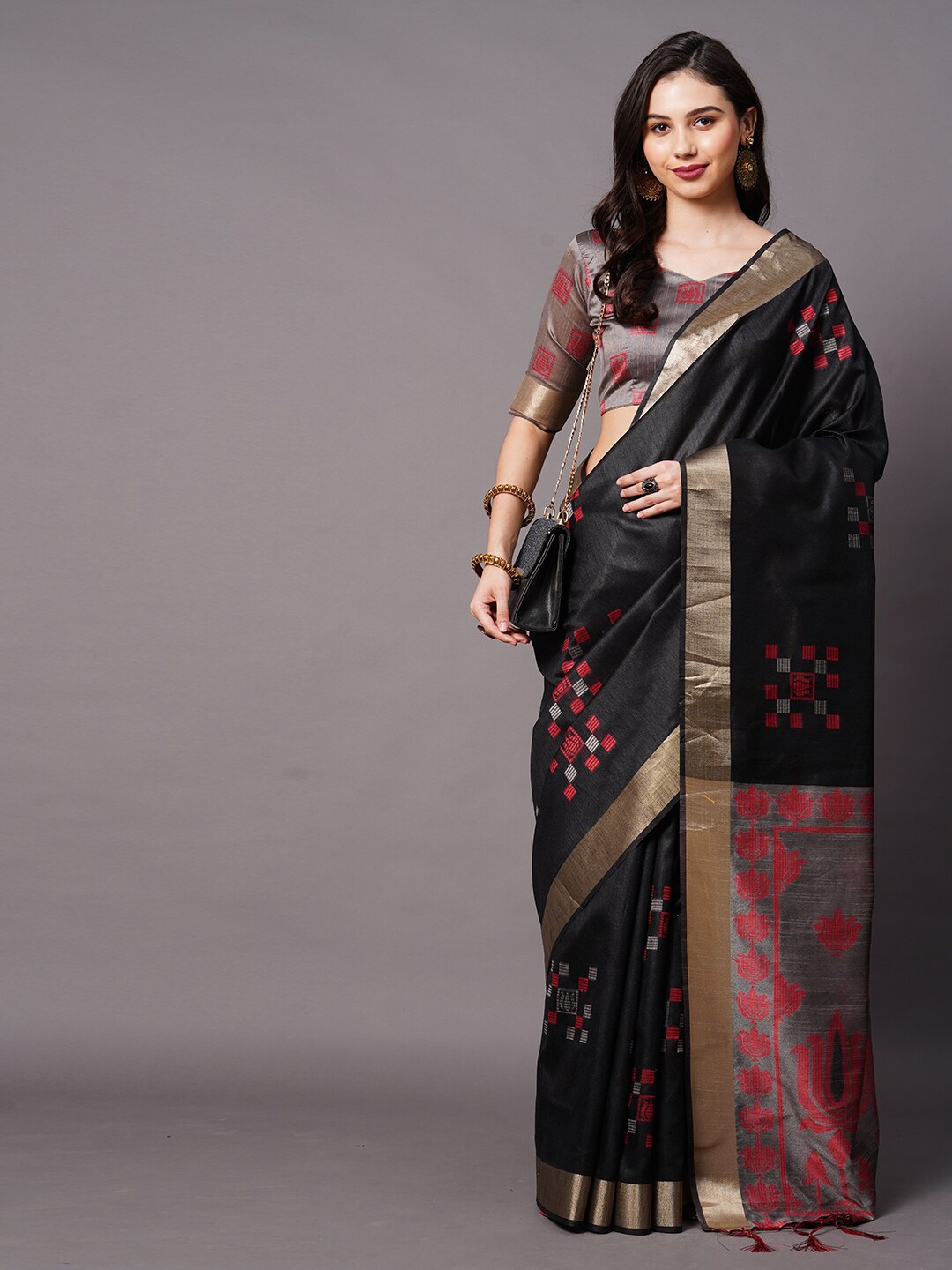 

Anouk Silk Cotton Banarasi Saree, Black