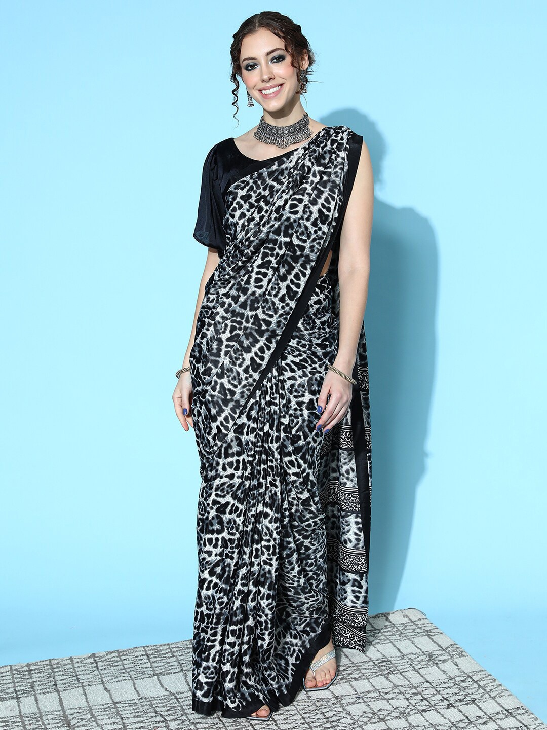 

Anouk Rustic Pure Crepe Saree, Black