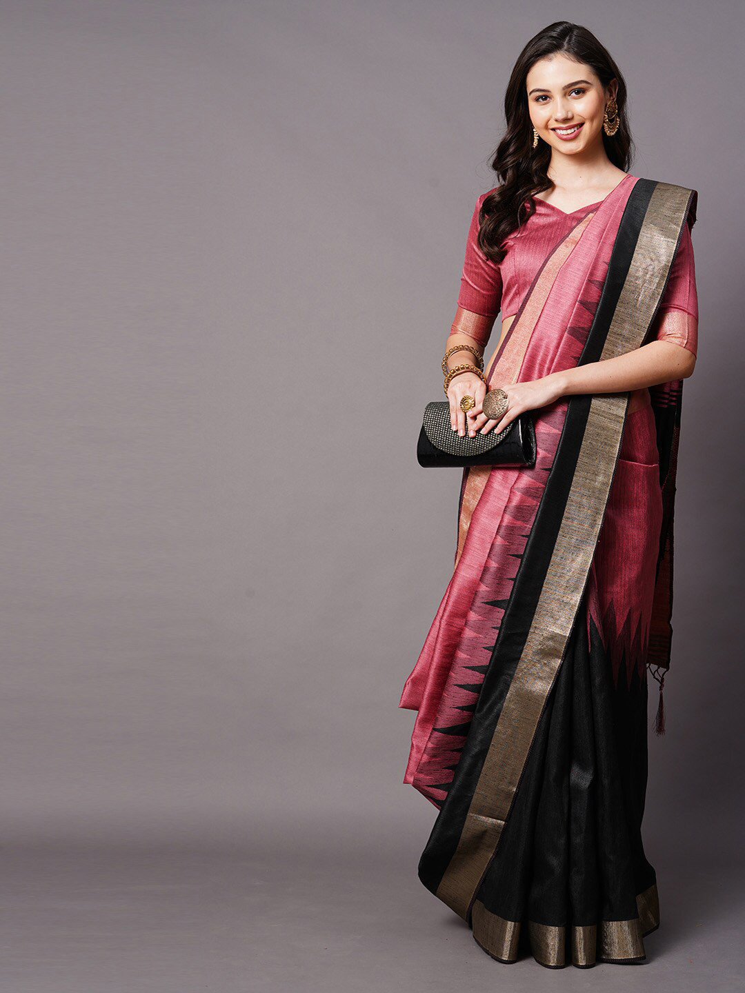 

Anouk Silk Cotton Banarasi Saree, Pink