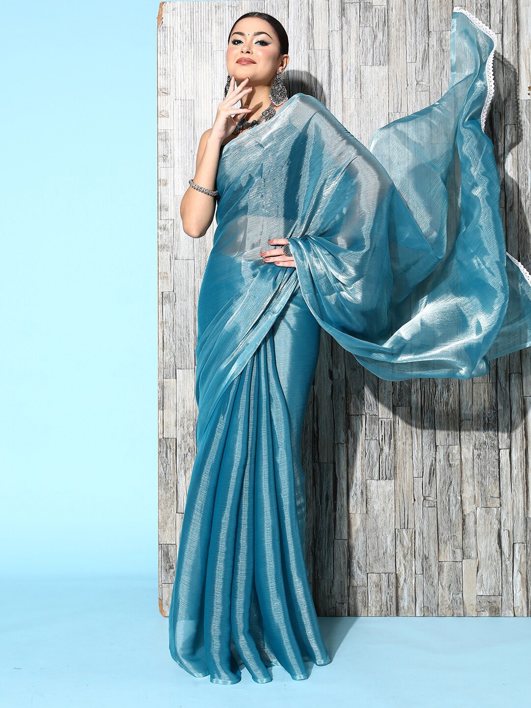 

Anouk Organza Saree, Teal