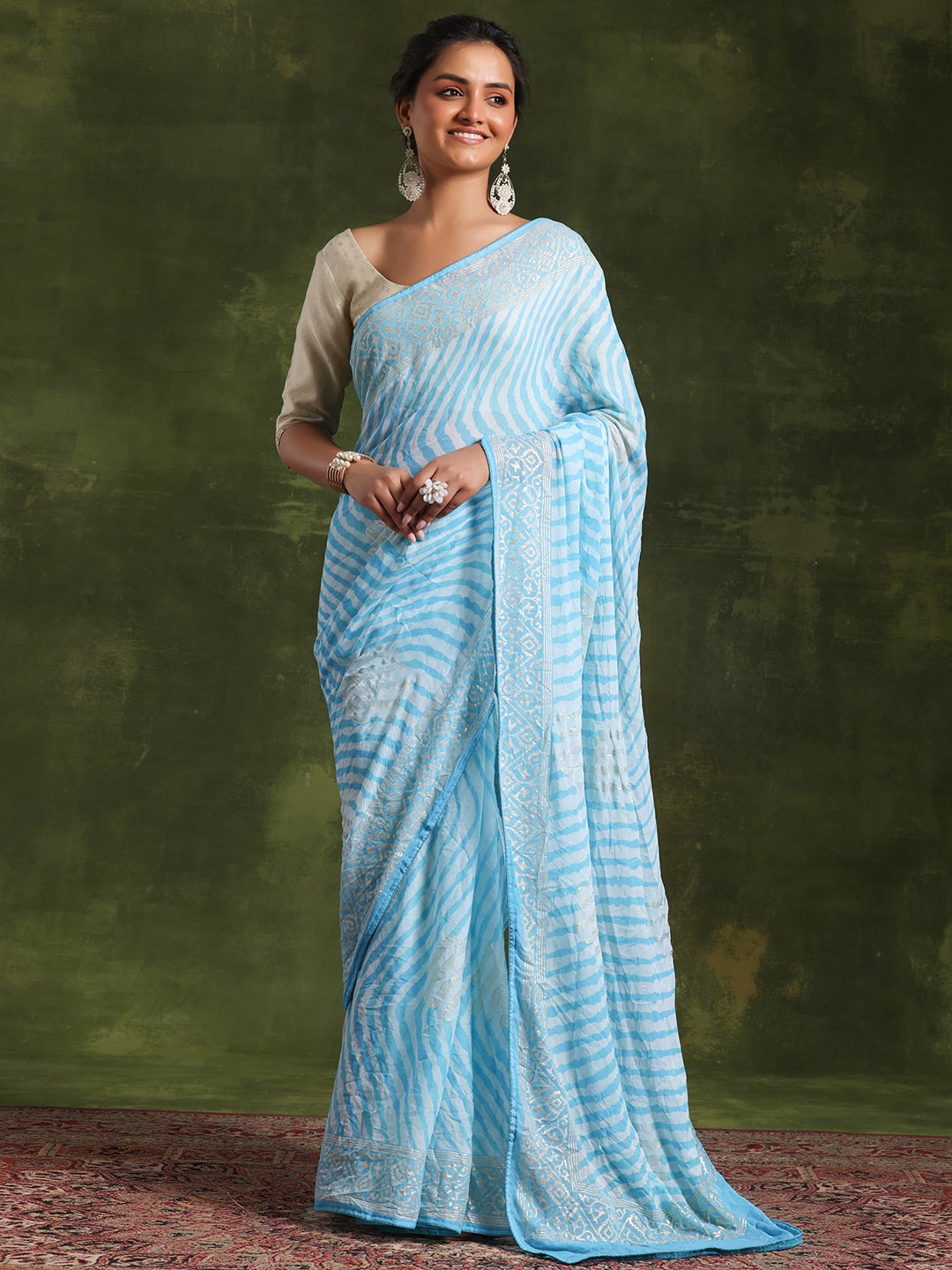 

Libas Leheriya Printed Saree, Blue