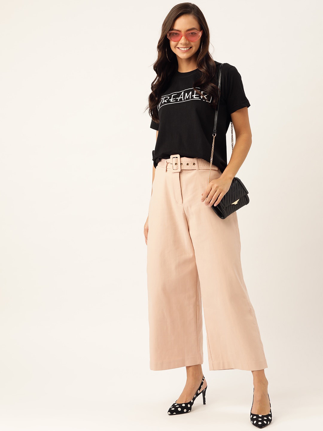 

YOLOCLAN Typography Printed Pure Cotton T-shirt, Black
