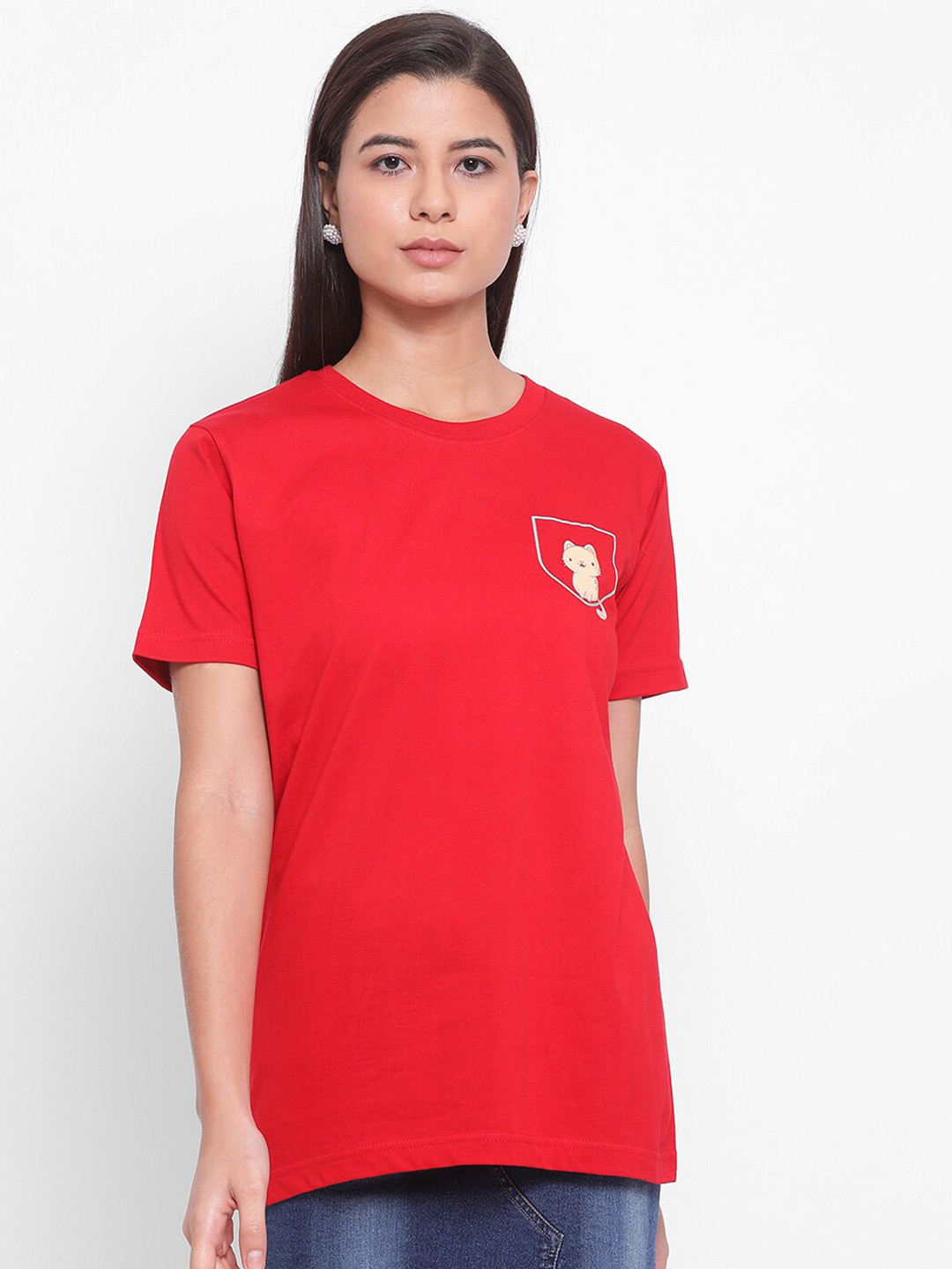 

YOLOCLAN Pure Cotton T-shirt, Red