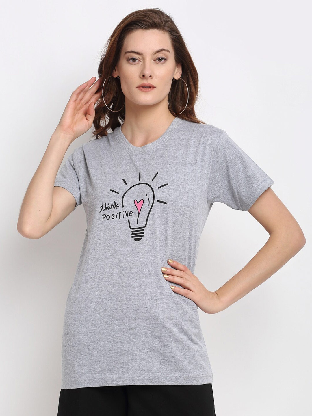 

YOLOCLAN Graphic Printed Pure Cotton T-shirt, Grey