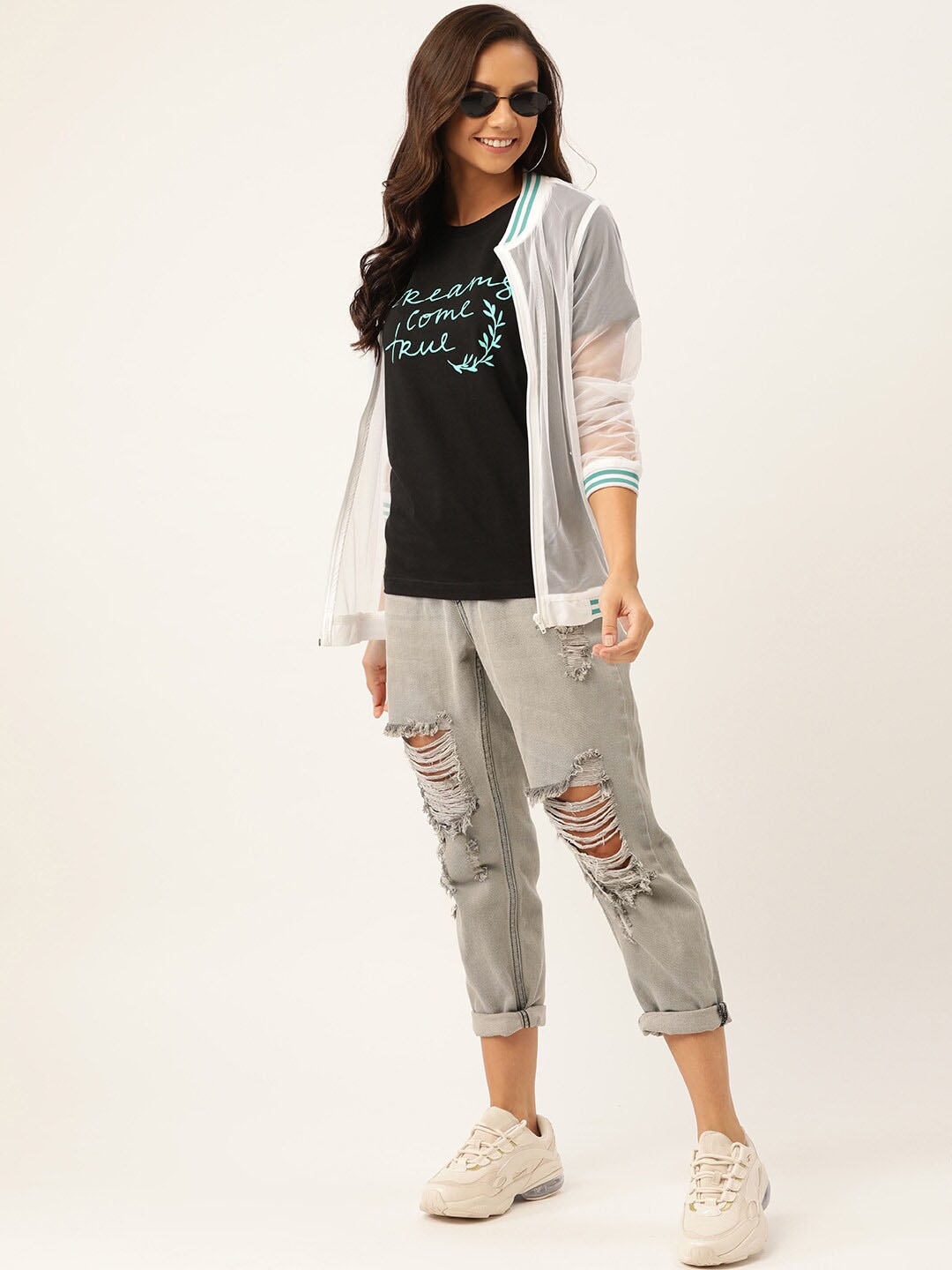 

YOLOCLAN Typography Printed Round Neck Cotton T-shirt, Black