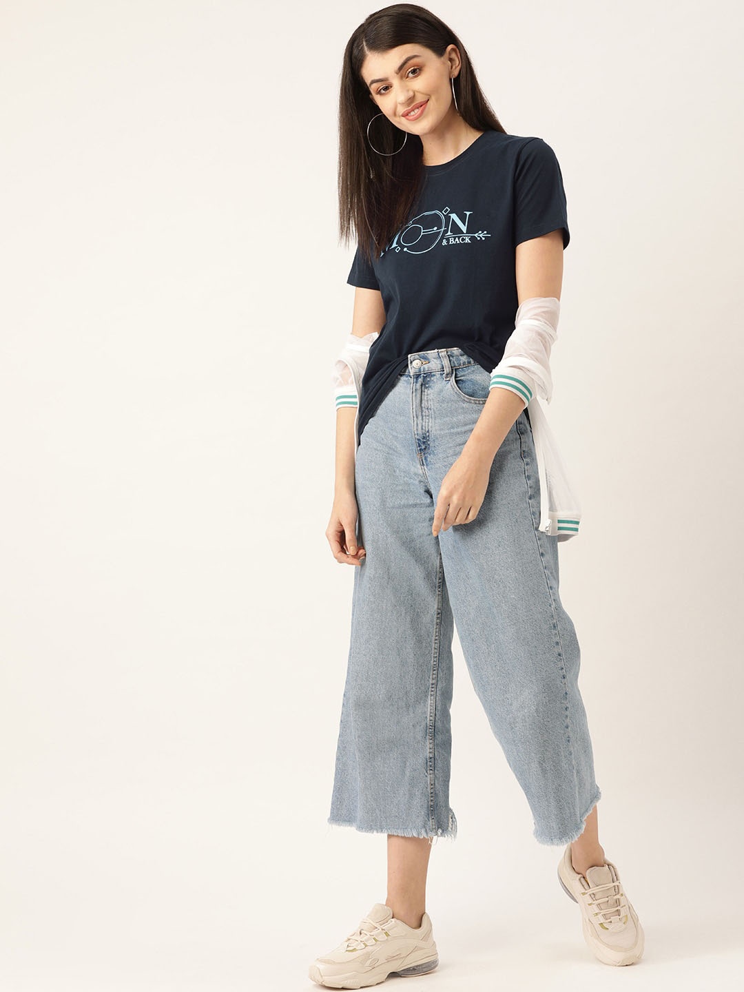 

YOLOCLAN Typography Printed Pure Cotton T-shirt, Navy blue
